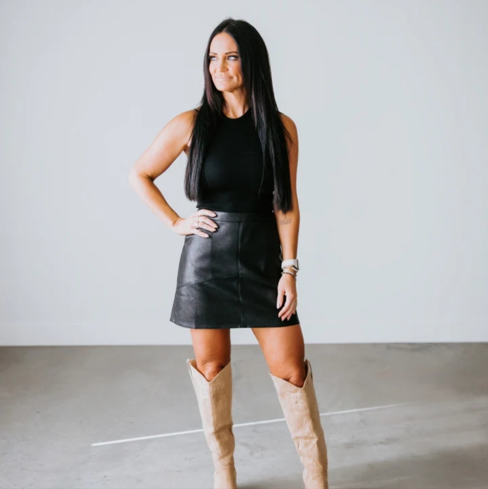 Faux leather skirt